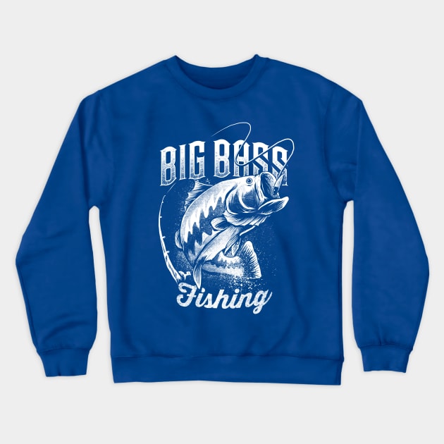 Big Bass Fishing Crewneck Sweatshirt by damzu